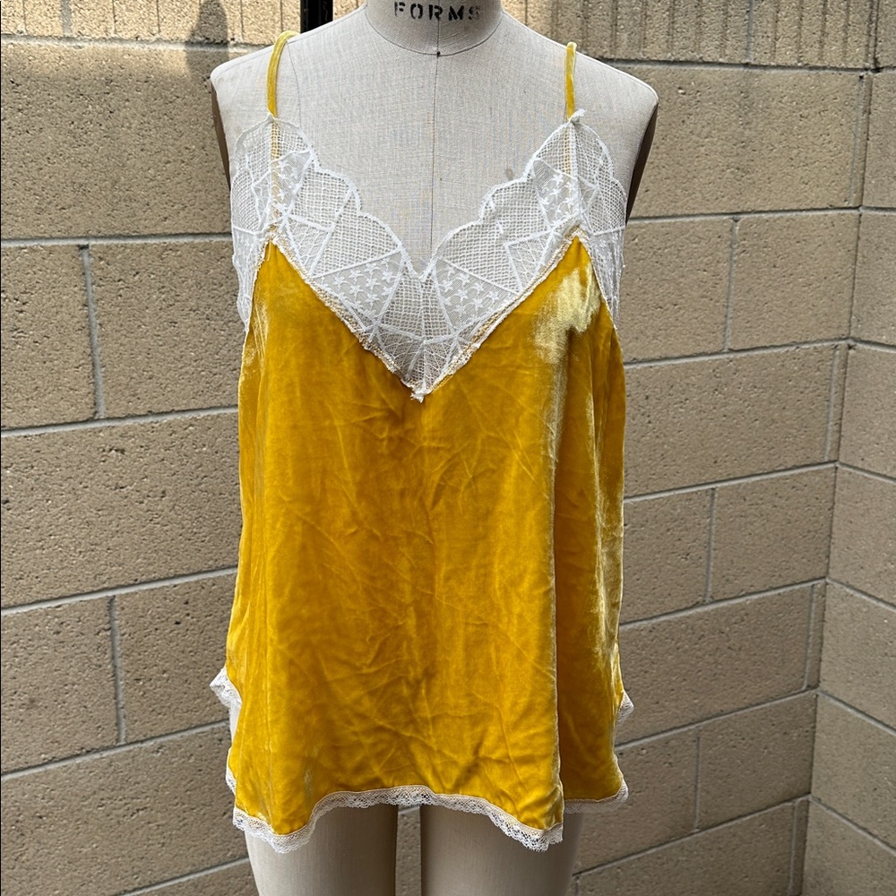 ZADIG & VOLTAIRE | Women’s L Mustard Velvet Silk French Lace Halter Camisole